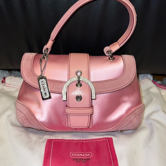 Coach Handbags - Coach Madison - 8975 Pink Satin & Suede Mini Top Handle - Limited Edition